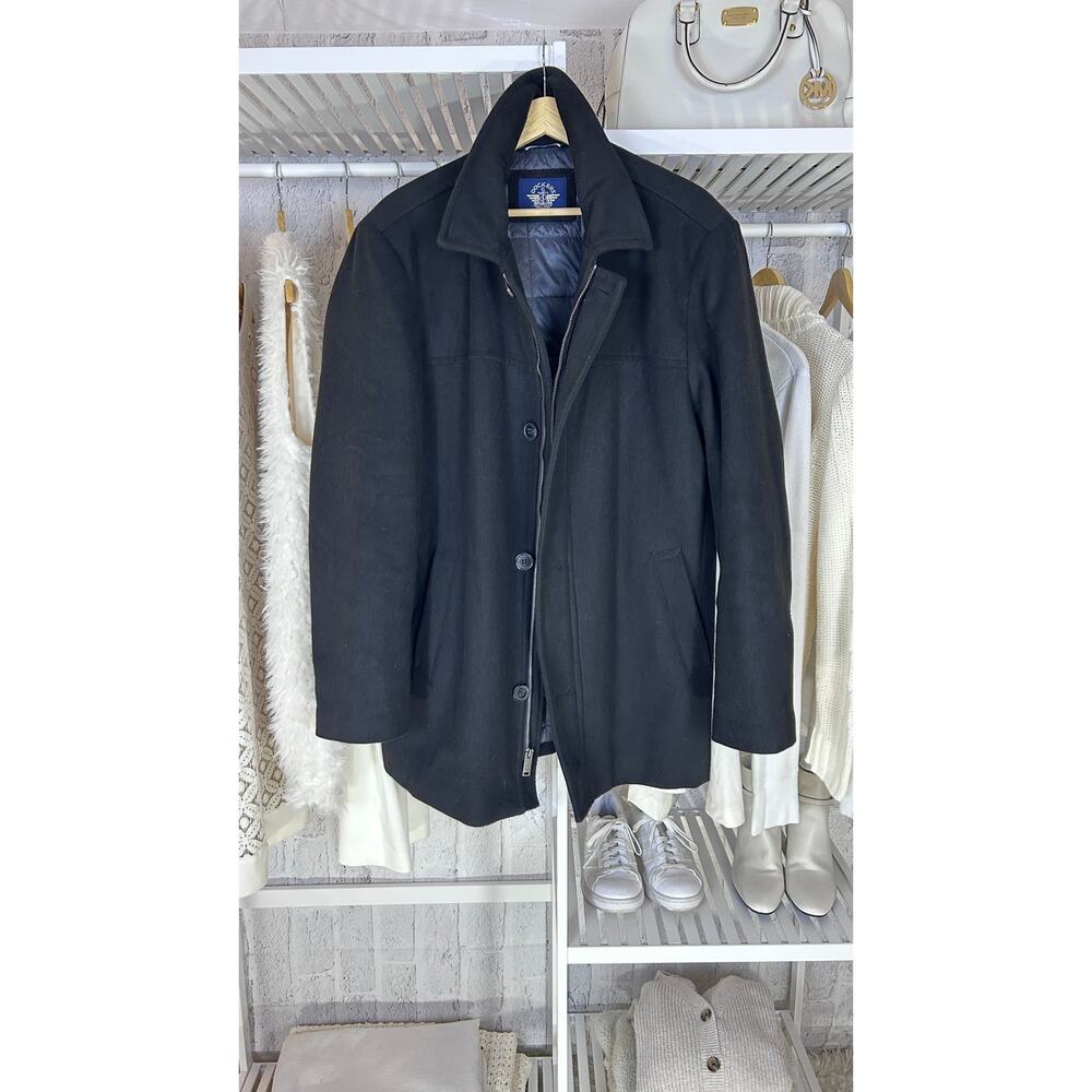 Dockers Men's Size L Black Insulated Zip Up Woold Overcoat SI 0003 - Picture 2 of 8